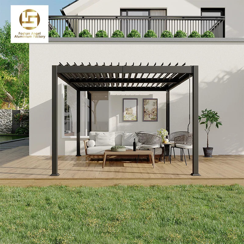High-Strength Motorized Aluminum Louvered Pergola-Eco-Friendly Waterproof Customizable Sizes Modern Design