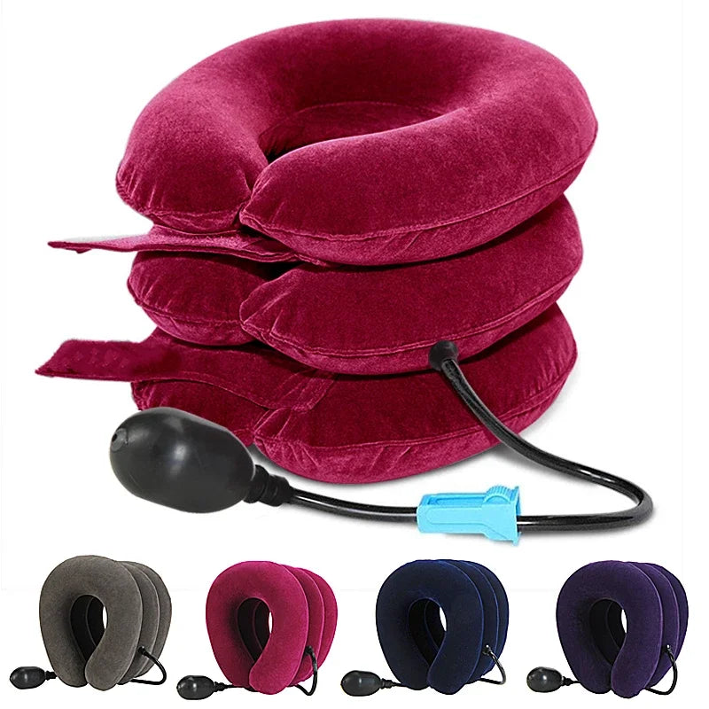 Adjustable Inflatable Cervical Traction Device-Orthopedic Neck Stretcher Pneumatic Collar Brace & Support for Neck Pain Relief
