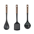Bergner Copper 3-Piece Kitchen Utensil Set: Slotted Spatula Spoon and Ladle in Black and Copper PBT