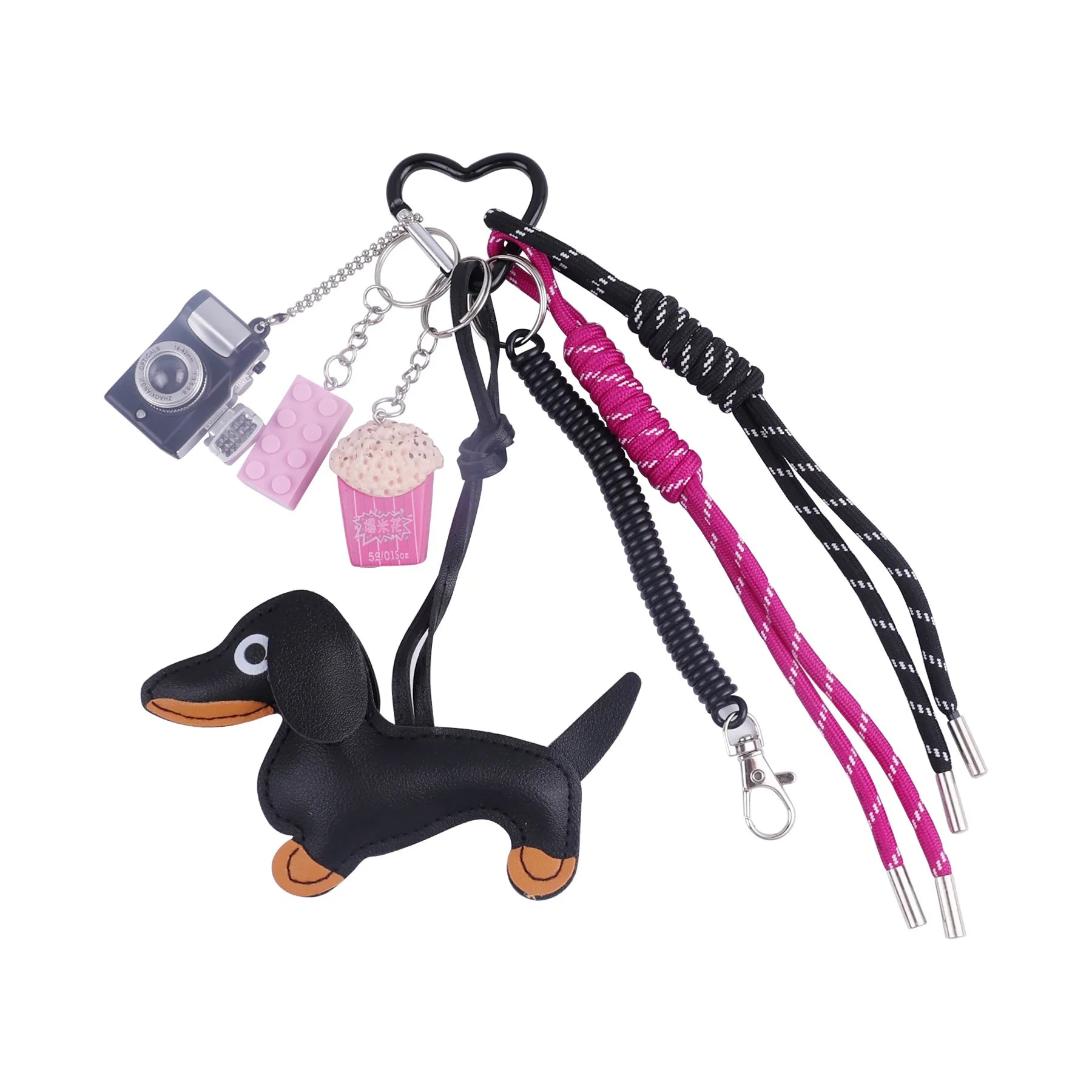 New Miu Style Dachshund Key Chain Distinctive PVC Leather Woven Rope Design Ins Style Puppy Hanging Ornaments with Bag Packaging