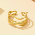 Fenyi Wholesale Jewelry Fashion Retro Simple High-end Waterproof Stainless Steel Multi-layer Water Ripple Open Ring