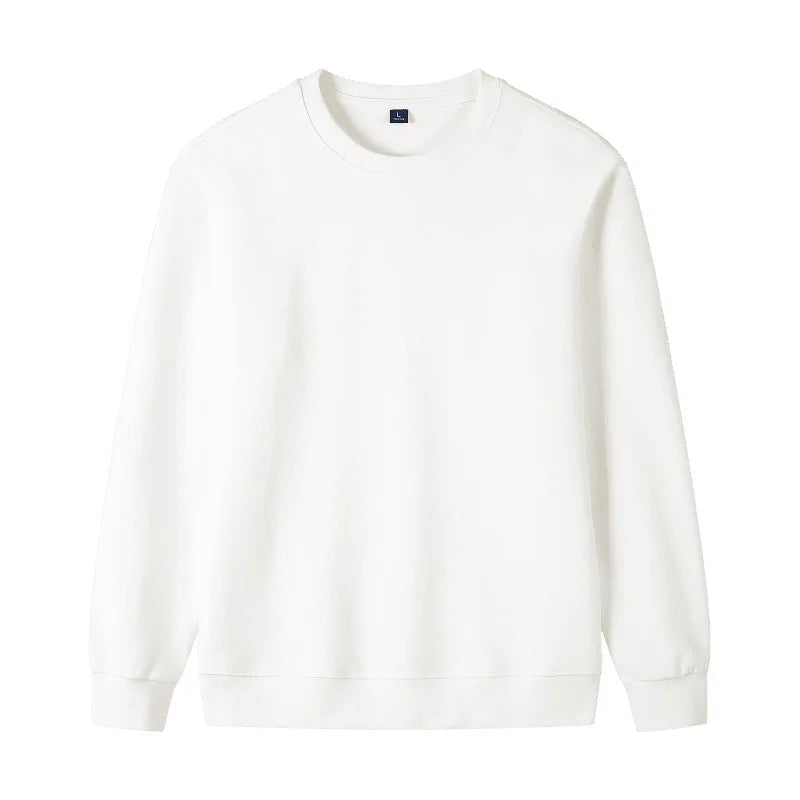 Oem customized pure cotton soft skin friendly cross border sweatshirt mens solid color sports round neck sweatshirt