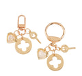 Cute Lucky Clover Bag Charm Keychain Metal Four Leaf Crystal Heart Handbag Purse Pendant Car Key Ring Chain Jewelry Accessory