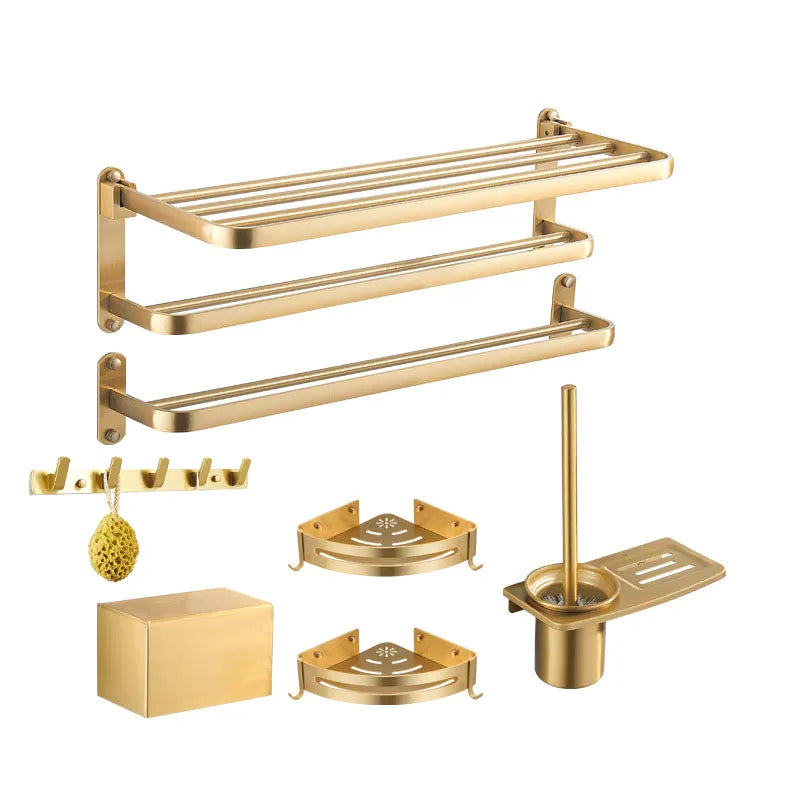 Wall Mounted  Brushed Gold  Wall Bathroom Shelves Bathroom Toilet Roll Holder with Shelf Shower System Bathroom Shelves