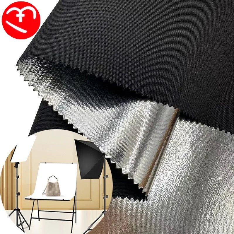 400D Grid Oxford Fabric Composite Aluminum Foil Polyester Waterproof Reflective Fabric Flame Retardant for Tent Light Box Studio
