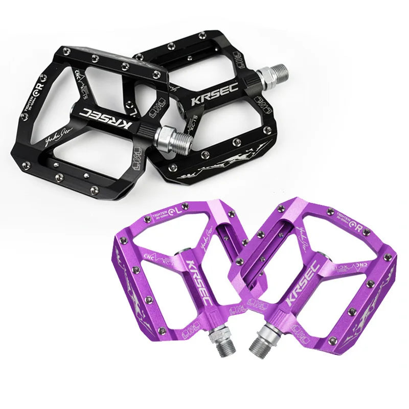 KRSEC New Mountain Bike Pedals Red Black Platform Alloy Road Bike Pedals Ultralight MTB Bicycle Pedal Bike Accessories