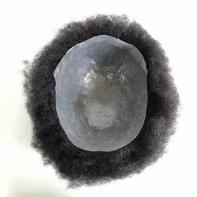 Afro Curly Natural Indian Human Hair Full PU Thin Skin Men Hairpiece Toupee With Quick Delivery
