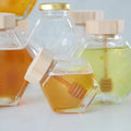 Empty Clear 100Ml 220Ml 380Ml Hexagon Glass Honey Container With Lid Glass Honey Jar