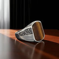 Hot New Azuris Men's 925 Sterling Silver Ring Ottoman Style with Natural Stone Turkey Model VALKH1893 Sale