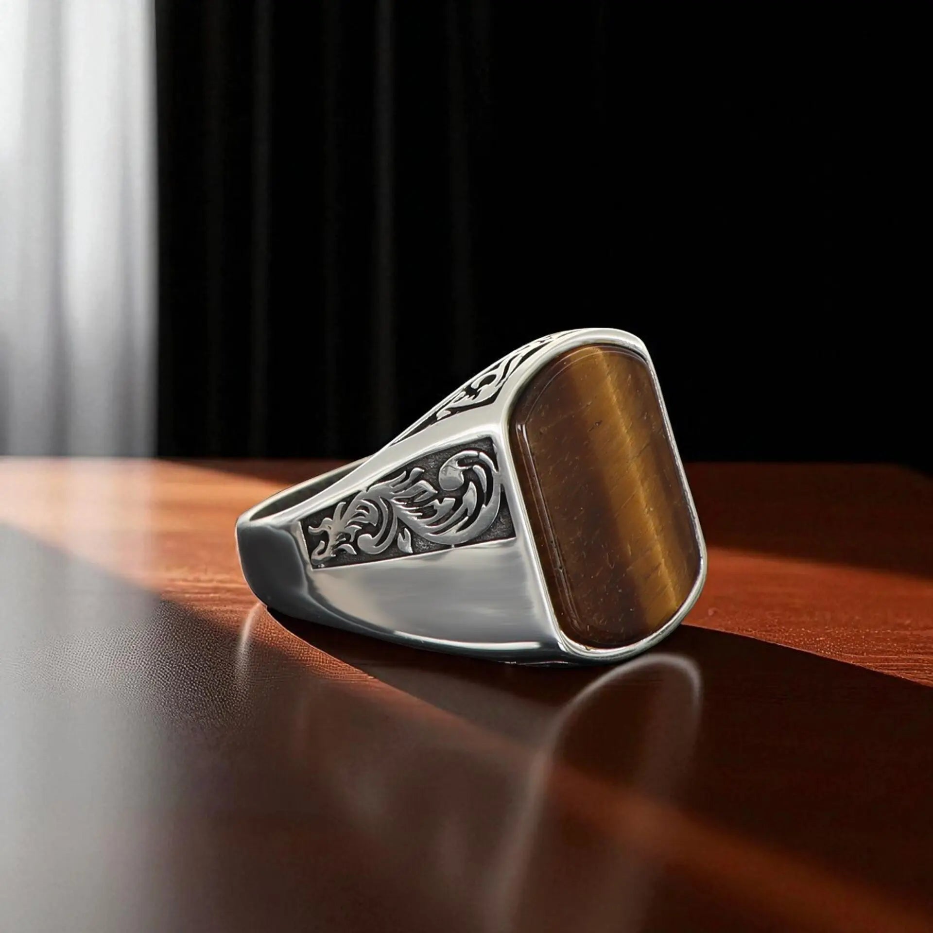 Hot New Azuris Men's 925 Sterling Silver Ring Ottoman Style with Natural Stone Turkey Model VALKH1893 Sale