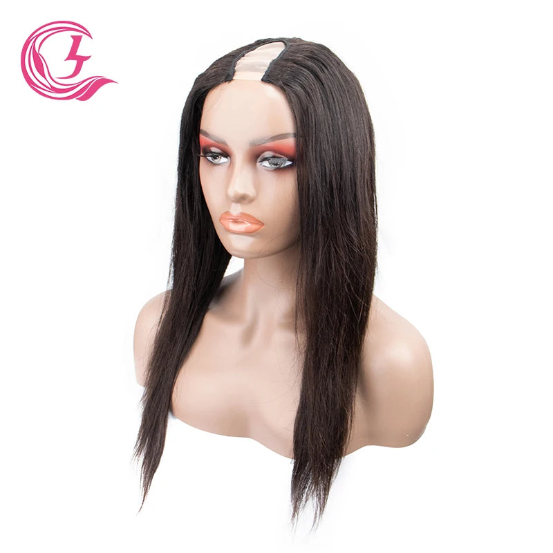 CLJhair New U Part Kinky Straight Wig Natural Black Color Glueless Wig