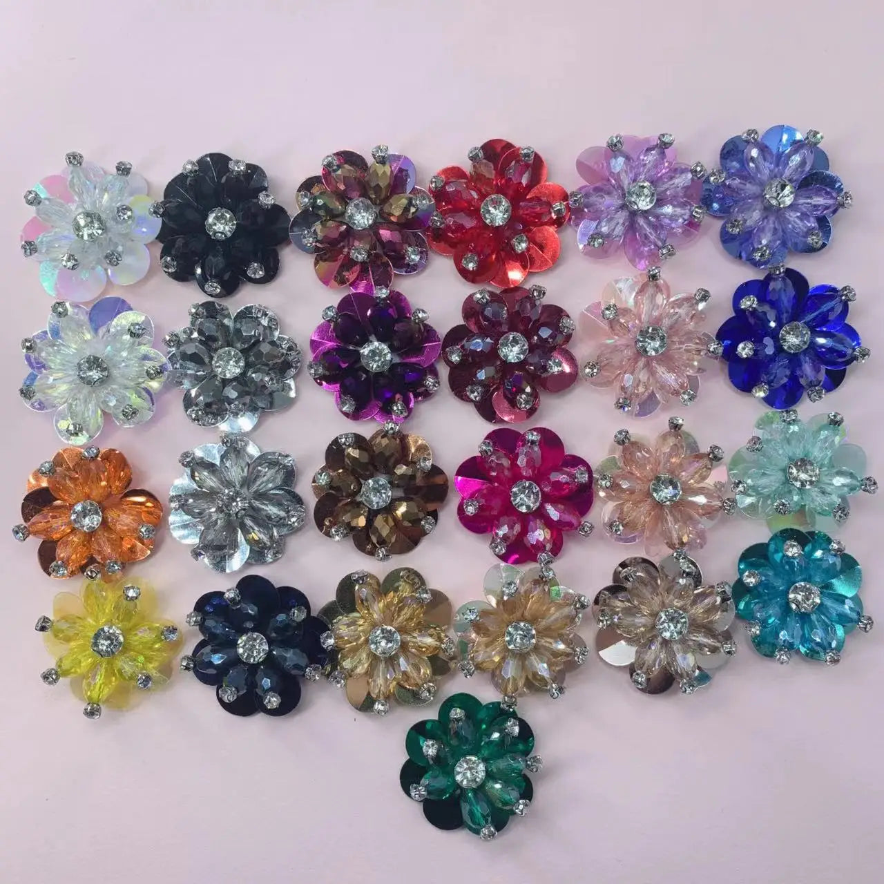 Handmade Colorful Crystal Flowers Clothing Accessories Cloth Patch Bridal Wedding Dress Decoration Flowers