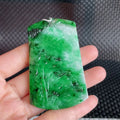 Myanmar a Type Carved Character  Brand Jade Pendant Full of Green Landscape Pendant Emerald Pendant 42.57