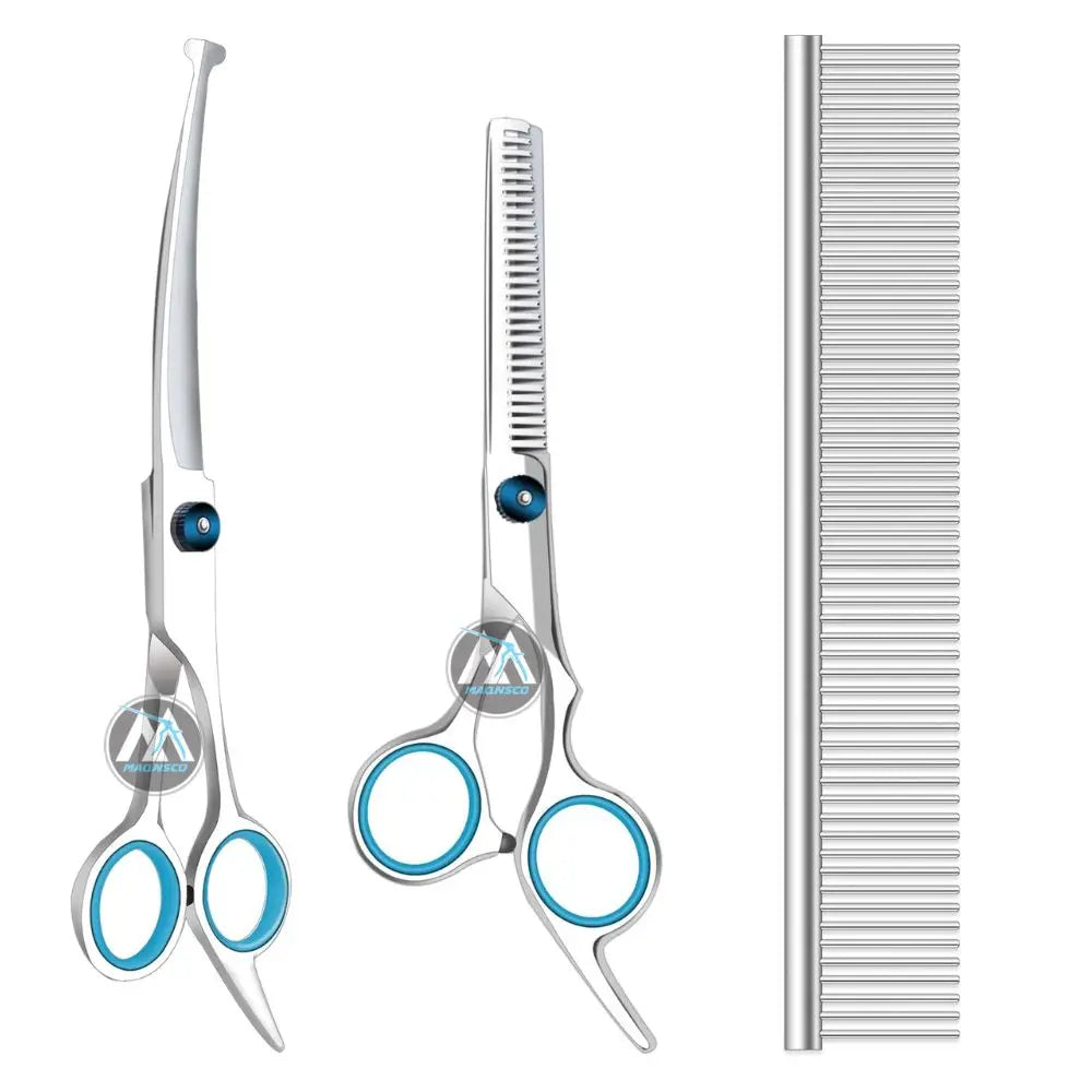 Dog Grooming Scissors with Safety Round Tips Heavy Duty Titanium Pet Grooming Trimmer Kit