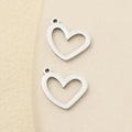 18x16mm Silver Tone Women DIY Jewelry Pendant Making Hollow Stainless Steel Heart Shaped Charm Accessories