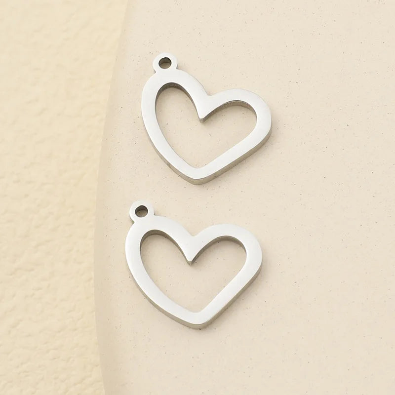 18x16mm Silver Tone Women DIY Jewelry Pendant Making Hollow Stainless Steel Heart Shaped Charm Accessories
