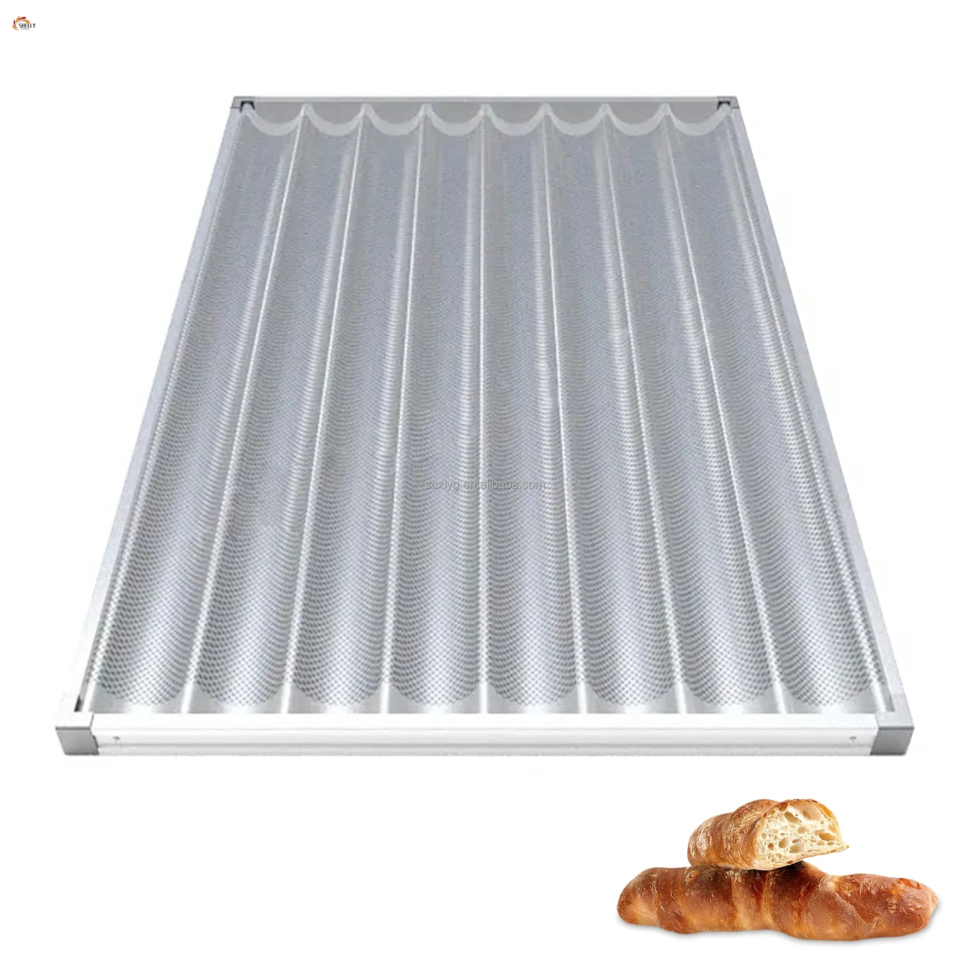 XLK High-Quality 8-Groove Bread Baking Pan Baguette Baking Tray with Ventilation Holes Aluminum Bread Mold for Baking