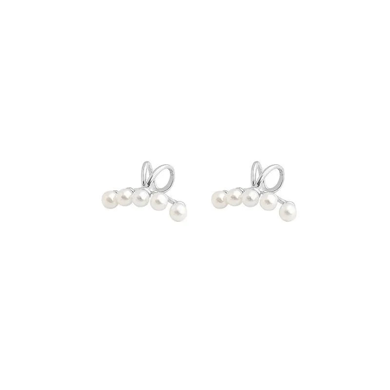 S925 Sterling Silver Pearl Ear Bone Clip Female Ear Hole Cold Wind Small Group Elegant Ear Bone Earrings