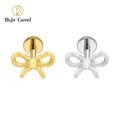 Bow Knot Flat Back Earring for Cartilage Helix Tragus Lobe 16G Titanium Internal Thread Tiny Knot Ear Piercing Nose Stud MegaBDM