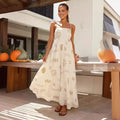 2025 Summer Clothes for Women Style Small Fresh Fashion Printed Personality Back Hollow Halter Dress Plus Size Women's Clothing