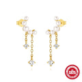 Glowluxe Luxury S925 Sterling Silver Drop Earrings Hot Selling Heart Moon Zircon Fashion Chain Stud with Gold Plating