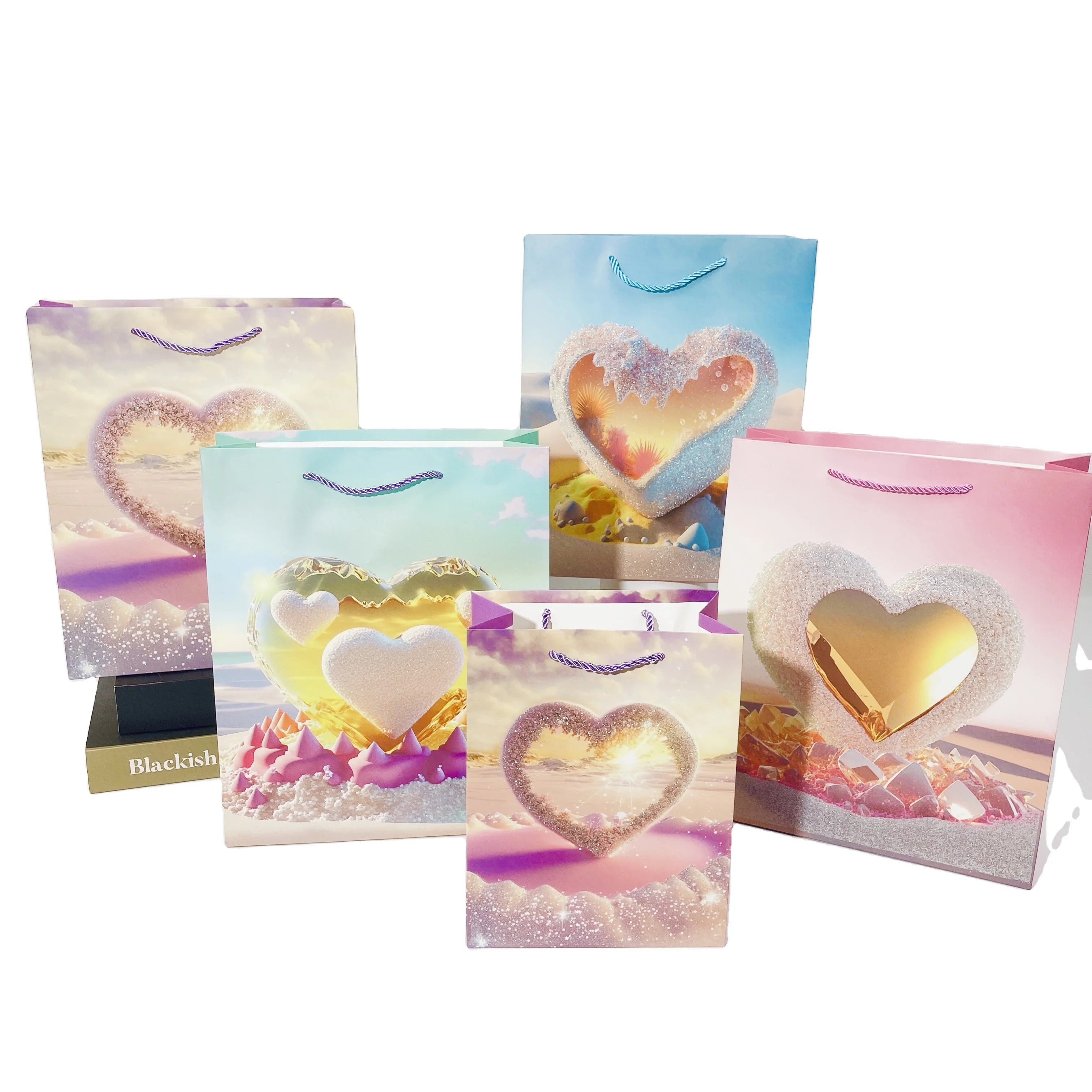 Manufacturers Custom Pattern logo Valentine's Day Cosmetics Skin Care Paper Gift Bag Big Size