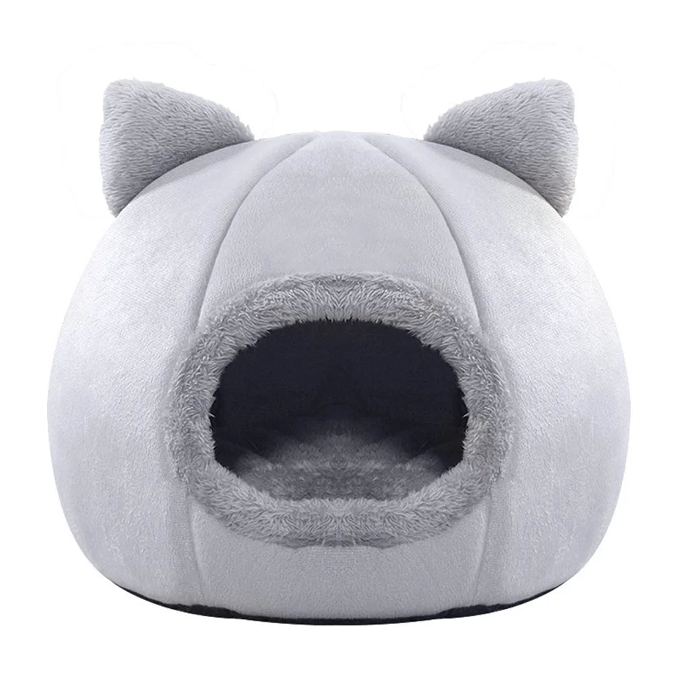 Winter Self-Warming Cat Bed Mat Comfortable Pet Sleeping Tent Cave with Solid Pattern for Warm Indoor Rest