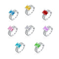 New Style Casual Women Rings Crystal Engagement Wedding Rings Jewelry Couple Flame Rectangular Stone S925 Rings for Ladies