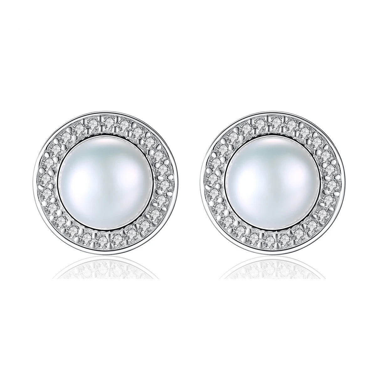 Exquisite S925 Sterling Silver Disc Pearl Stud Earrings Retro Elegant Lady Ear Jewelry Versatile Valentine's Day Gift For Women MegaBDM