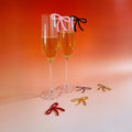 New Glass Clear Logo Restaurant Toppers Personalized Wedding Custom Bow Acrylic Drink Tags