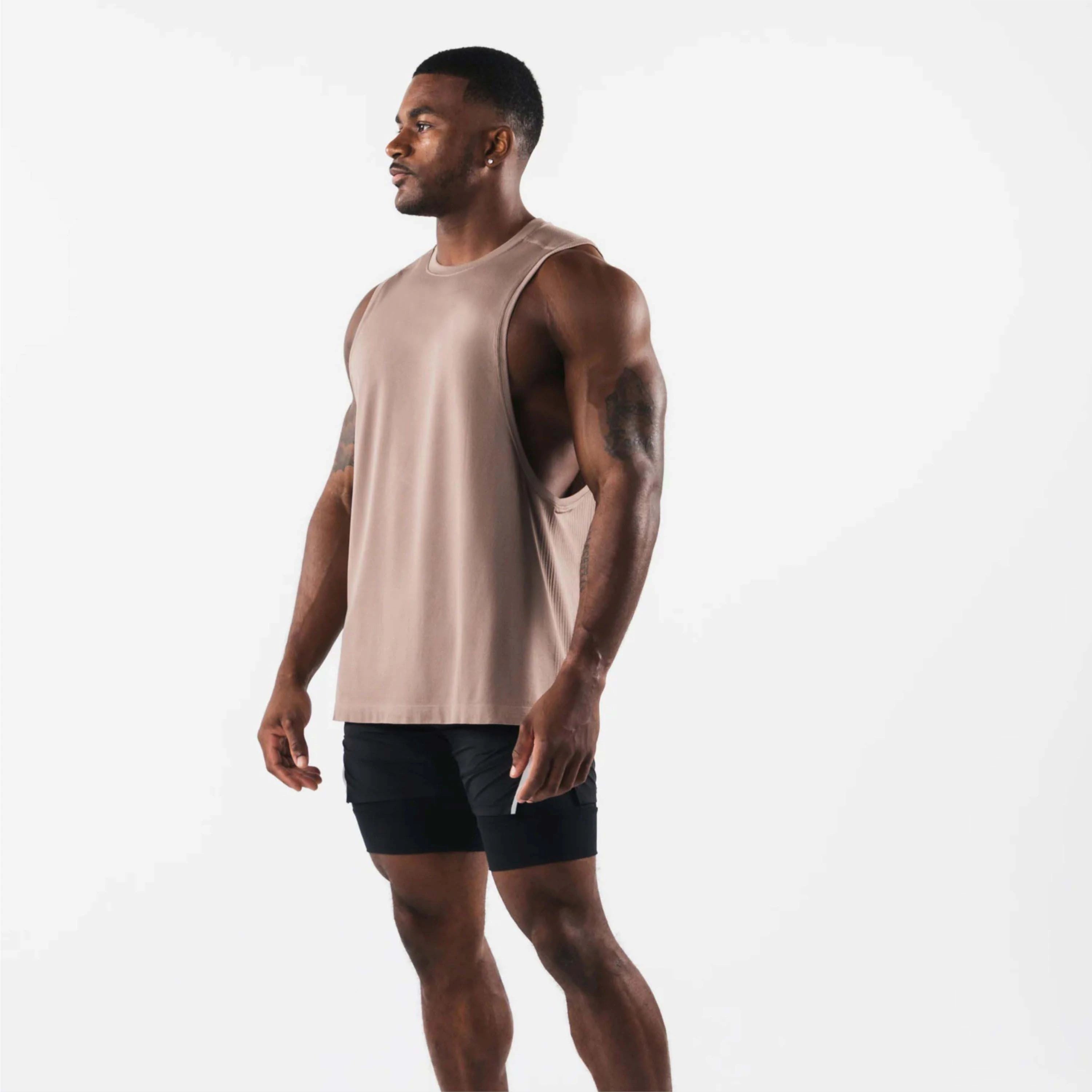Custom Men's Formal Knitted Tank Tops Plus Size Cotton Bamboo Gym Bodybuilding Muscle Sleeveless T-Shirts Breathable OEM Fashion