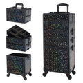 Professional 4-in-1 Rolling Makeup Case Portable Large Storage Salon Barber Traveling Cart Trunk Diamond Makeup Artist Tool