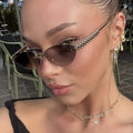 Custom Logo 2025 Luxury Fashion Metal Rimelss Shades Sun Glasses UV400 Threaded Legs Cat Eye Sunglasses for Women