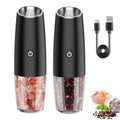 Automatic Type-c USB Pepper Mill with LED Light Adjustable Custom Rechargeable Gravity Black Electric Salt and Pepper Grinder