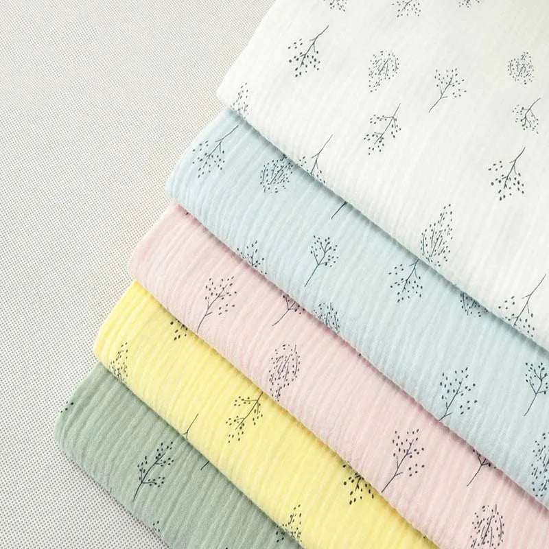 Wholesale 100% Cotton Printed Double Layer Gauze Crinkle Fabric Natural Wrinkled Cloth for Women's Dress Pajamas Baby Clothing MegaBDM
