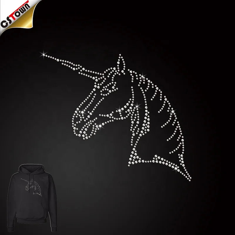 New Arrivals Unicorn-Decorative Preset Rhinestone Transfer Custom Rhinestone Transfers for Clothin-