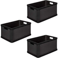 keeeper Robust Transport Box Acid Resistant and Food Safe 60 x 40 x 32 cm 64 l Robert Graphite Grey 3 Pieces