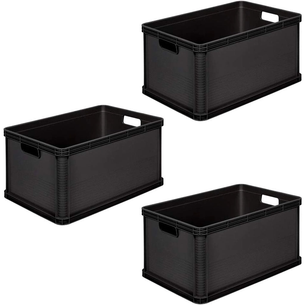 keeeper Robust Transport Box Acid Resistant and Food Safe 60 x 40 x 32 cm 64 l Robert Graphite Grey 3 Pieces