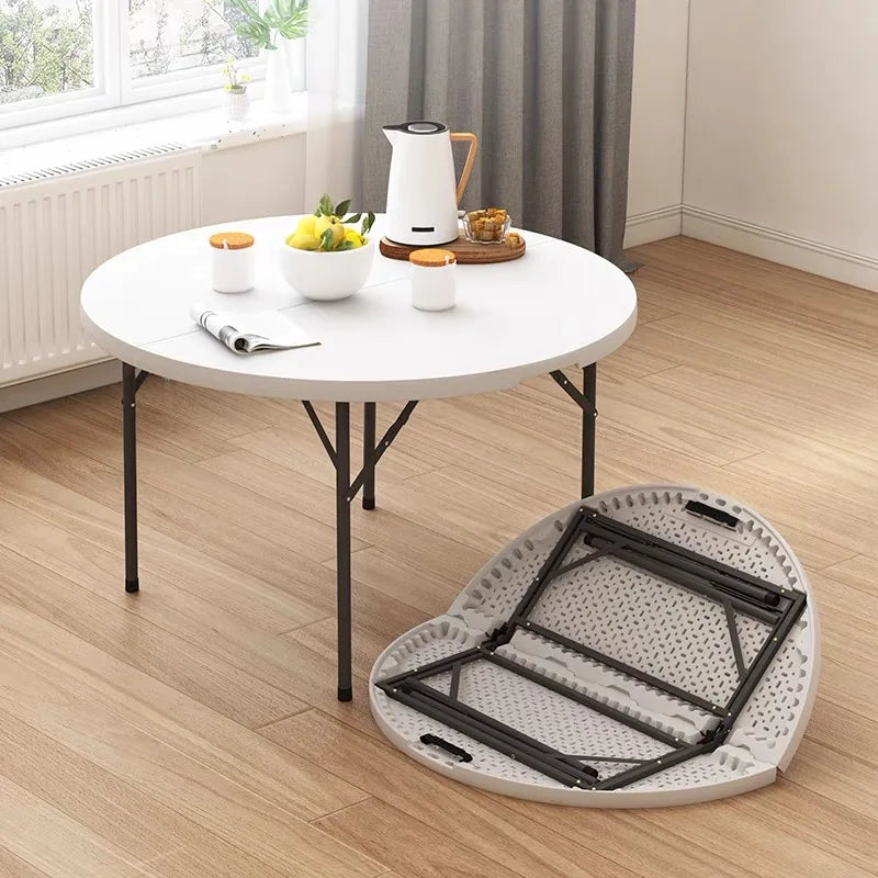 5FT HDPE Modern Round Folding Table with Foldable Legs for Outdoor Weddings & Dining Banquets (152cm)