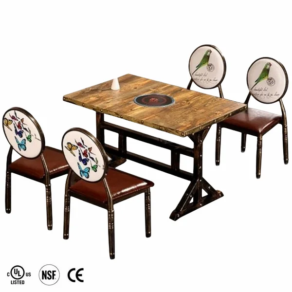 Customized theme retro hot pot table in the restaurant