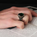 Azuris Turkish 925 Sterling Silver Men's Ring Fine Ottoman Style Jewelry Natural Stone Black VALKH1380