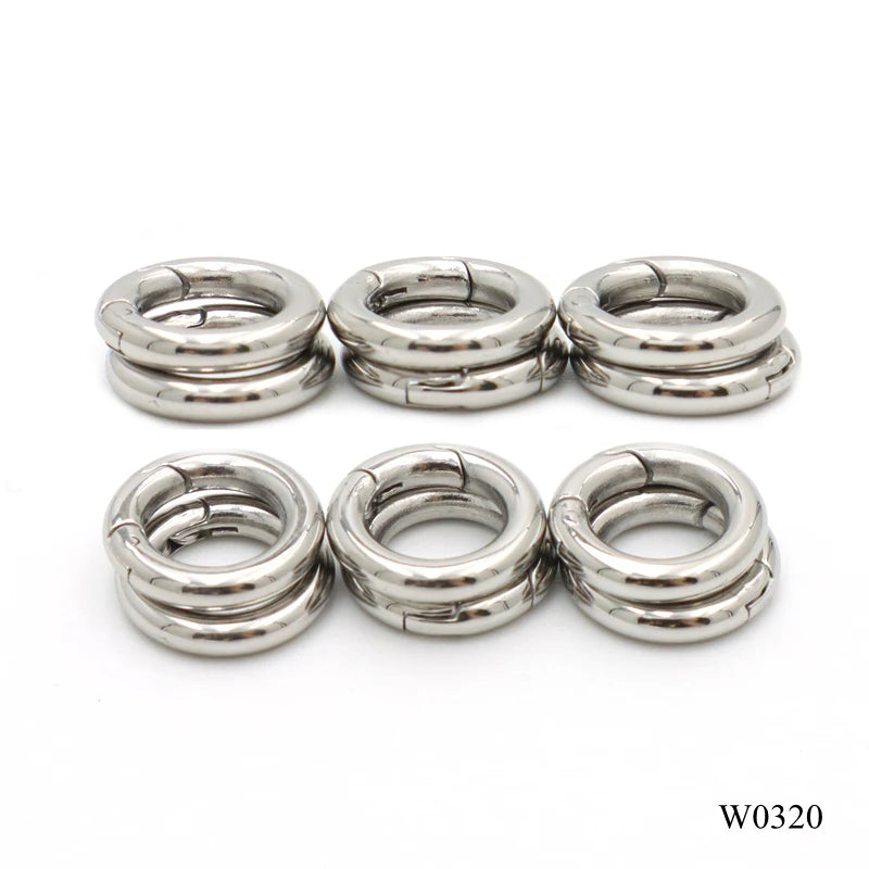 12mm Round Stainless Steel Ring Clasp Spring Open Gate Small O Ring Carabiner