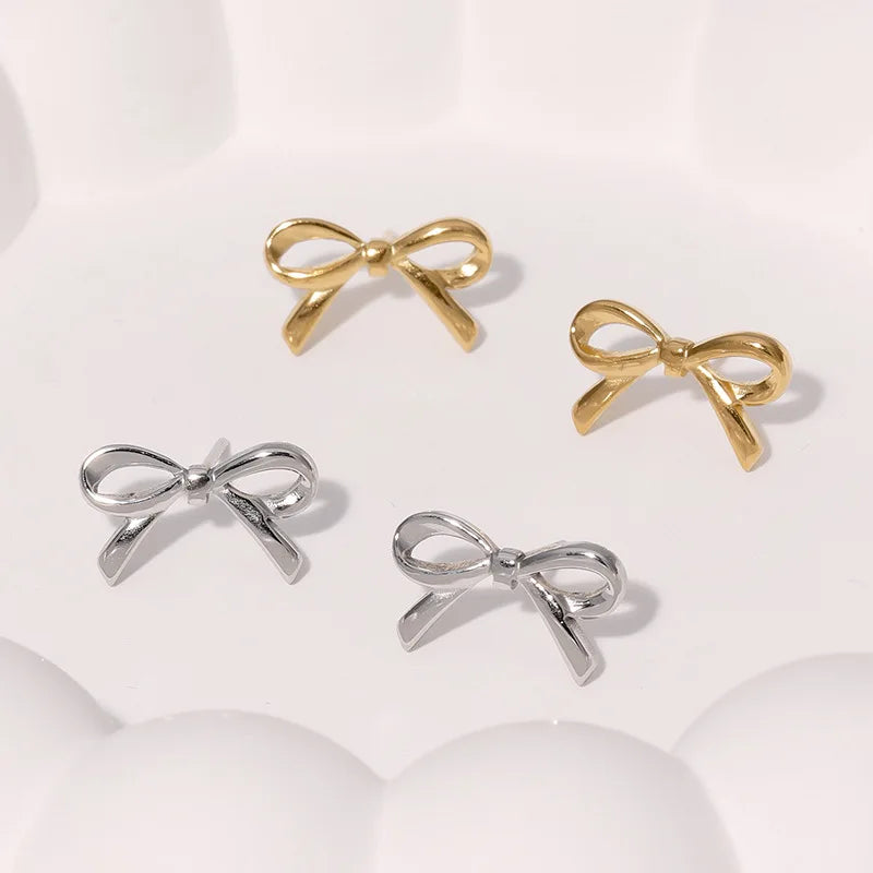 Beimai OEM Stud Earrings Simple Bow 18k Gold Plated Stainless Steel Women's Stud Earrings