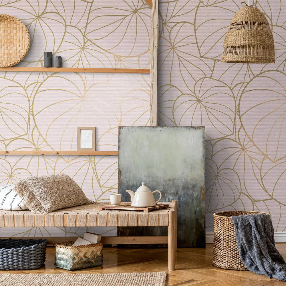 Made in Germany Photo Wallpaper Murals Jungle Pink Non Woven Vinyl Wall Mural Leaves Large Format for Hotel Bulk - 159 x 280 m
