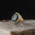 Cool 925 Sterling Silver Ottoman Style Men's Ring with Rhodium & Gold Bi-Color Plating Turkey Model RCEGYT-787