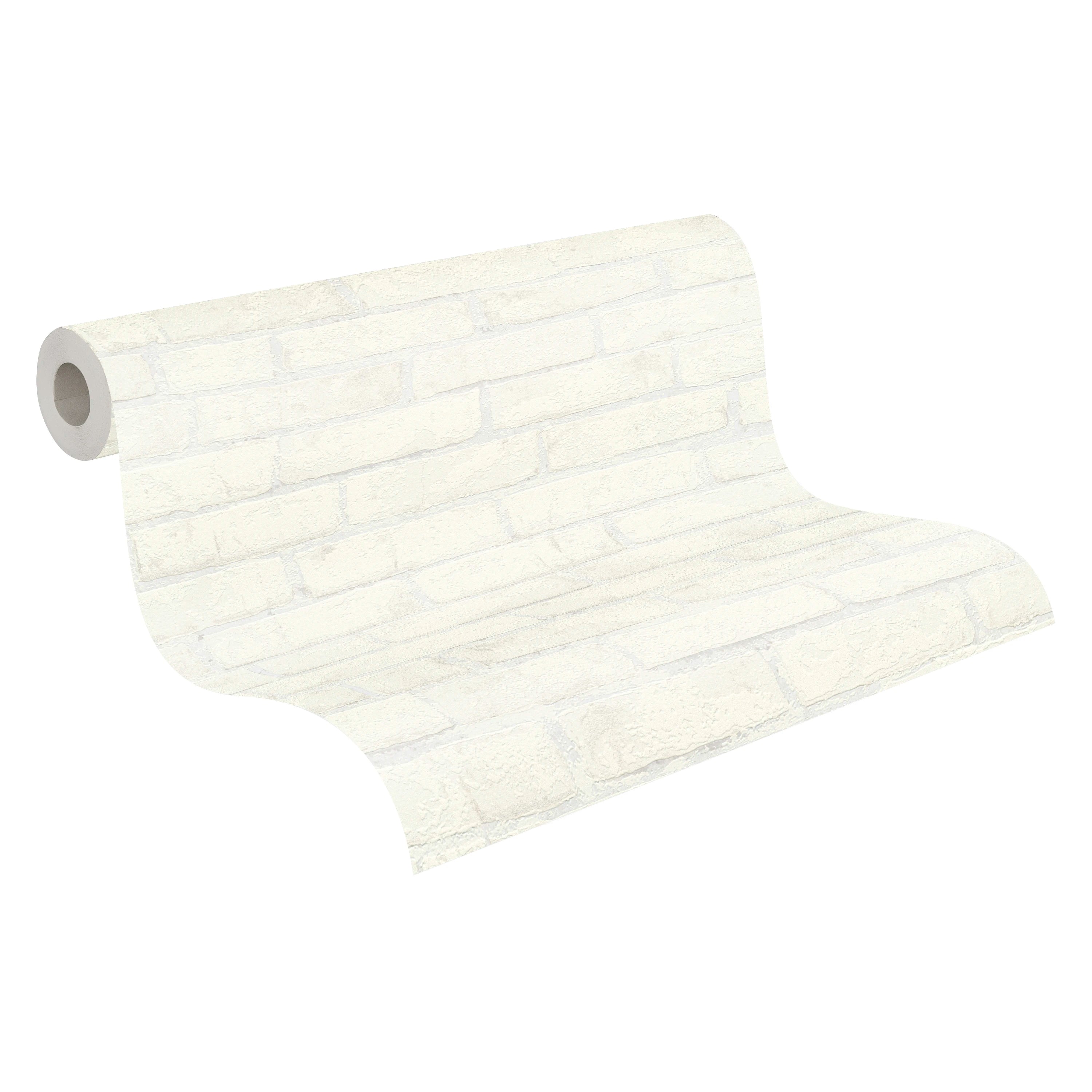 Made in Germany - Wallpaper rolls Stone Design White Silver - Non Woven- Modern Wallpaper Stone for Walls - 1005 x 053 m