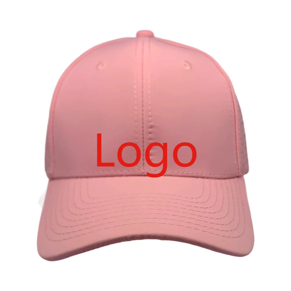 Custom Light Weight Laser Mesh Running Hat Camping Fishing Rope Hats Panel Quick Dry Unstructured Waterproof Cap
