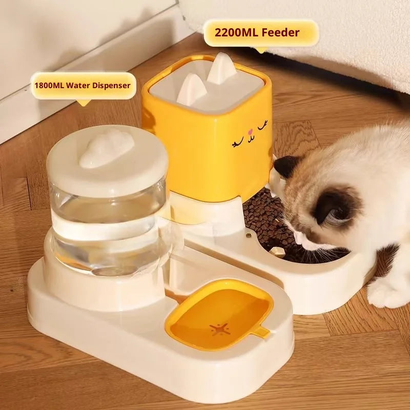 2-in-1 Collapsible Durable Leak Proof Solid Pet Feeder Automatic Water Fountain Eco-Friendly Plastic Pet Water Dispenser Large