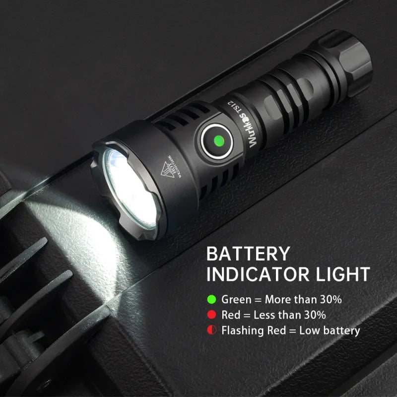 TS12 Custom 1350lm LED Bright Flashlight New Waterproof Emergency Light with Intelligent Power Indicator Aluminum Alloy Body