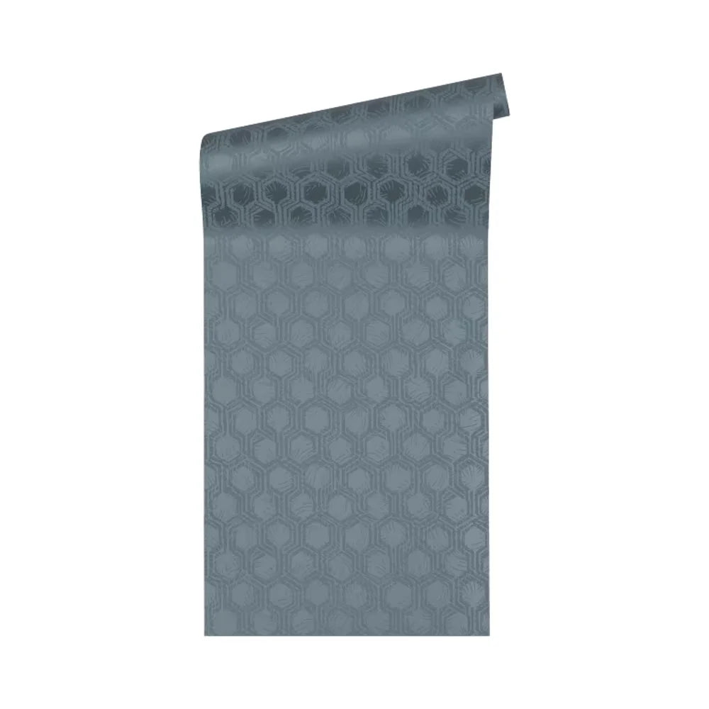 Made in Germany - Luxury Wallpaper rolls Geometric Blue Silver Non Woven Contract Wallpaper for Hotel - 1005 x 053 m